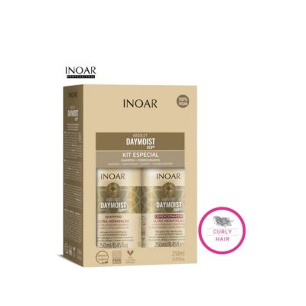 INOAR Daymoist Duo Kit 2x250 ml - komplekts šampūns un kondicionieris ķīmiski apstrādātiem matiem